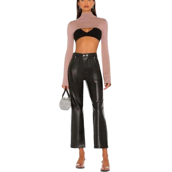 Blank NYC Pants - Blank NYC Baxter Ribcage Pant in Track Record faux leather ankle cropped pants